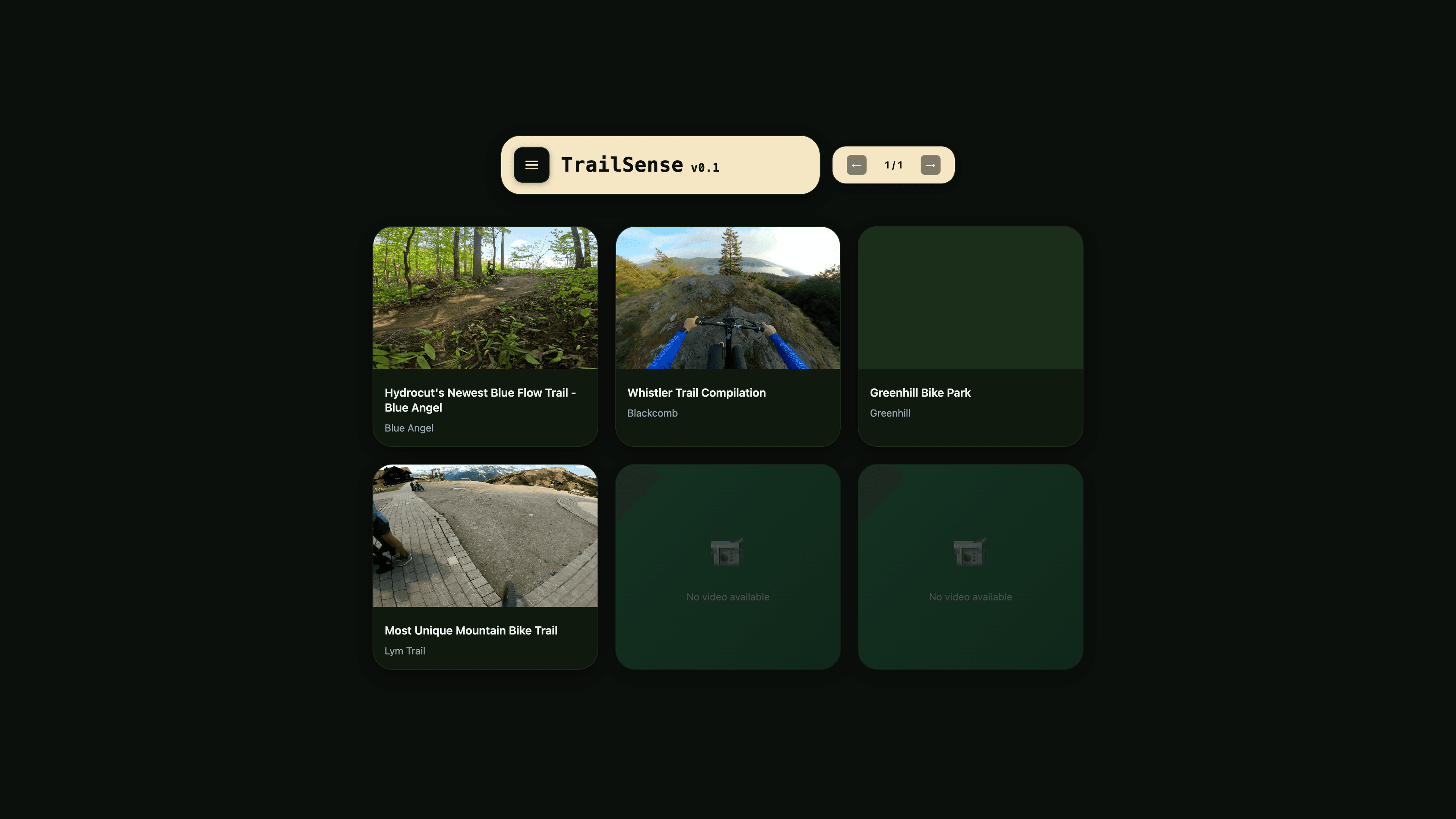 The TrailSense uploaded clips UI