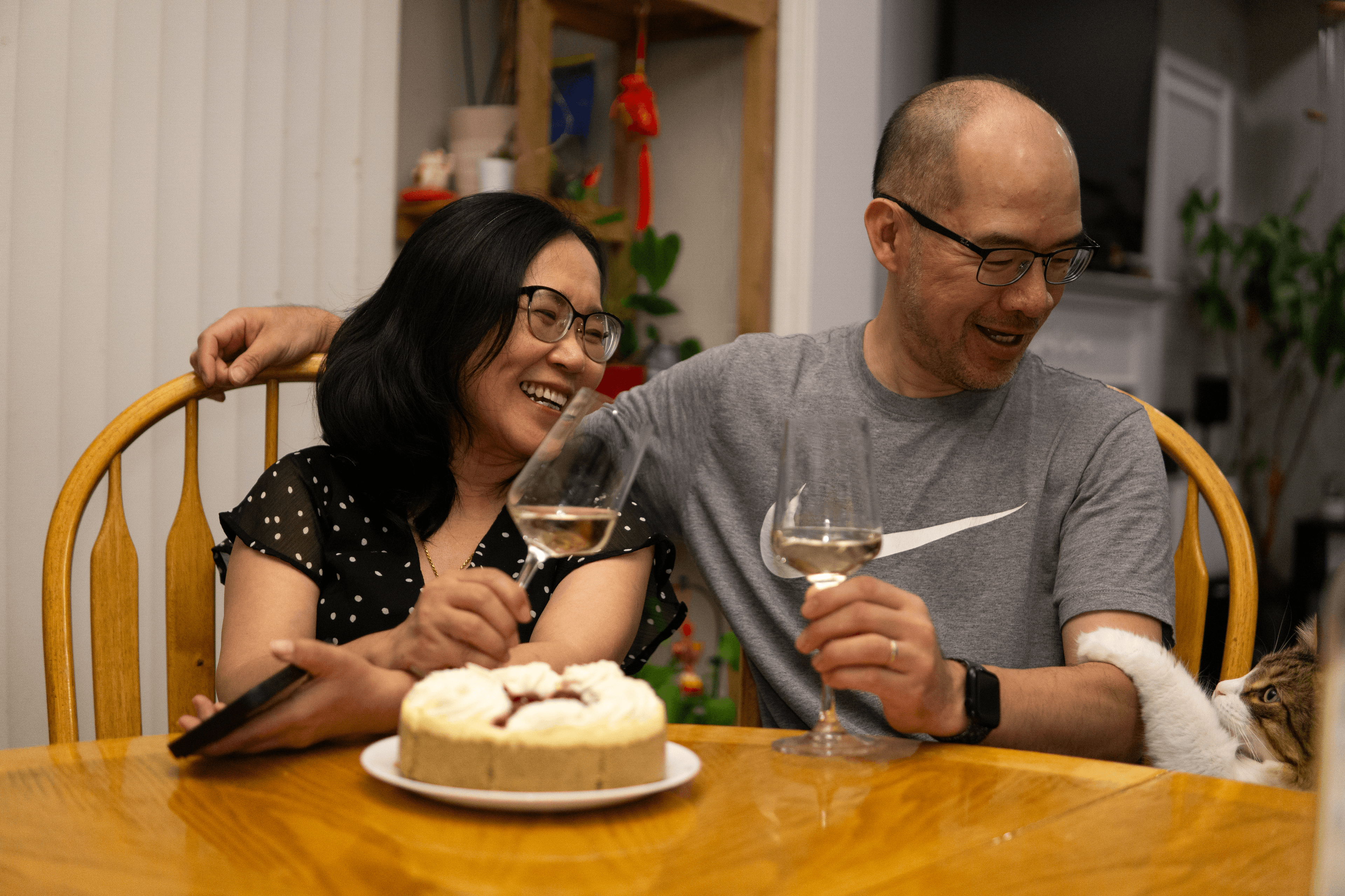 Photo of mom and dad with the cat